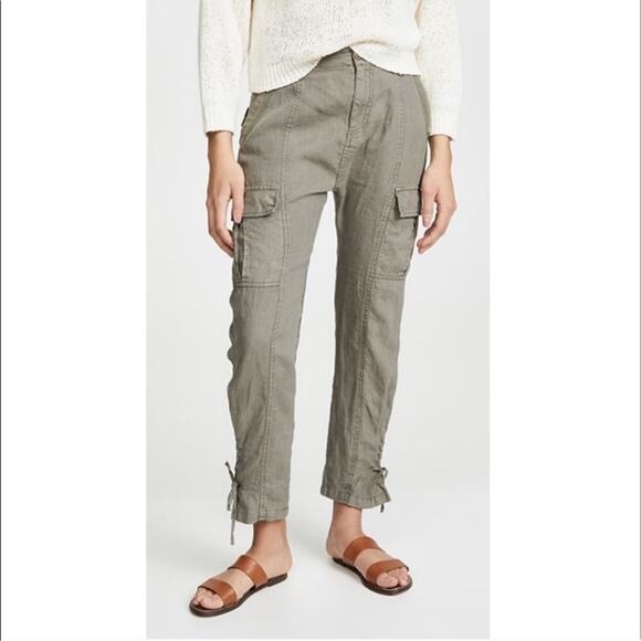 Joie Green Linen Telutci Cargo Pants - Picture 1 of 8